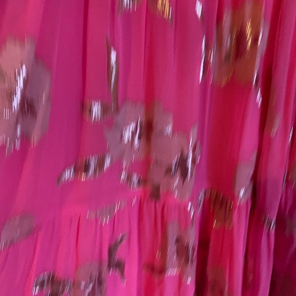 LILLY PULITZER Beccalyn Silk Blend Halter Tiered Metallic Pink Maxi Dress XXS - Picture 12 of 15